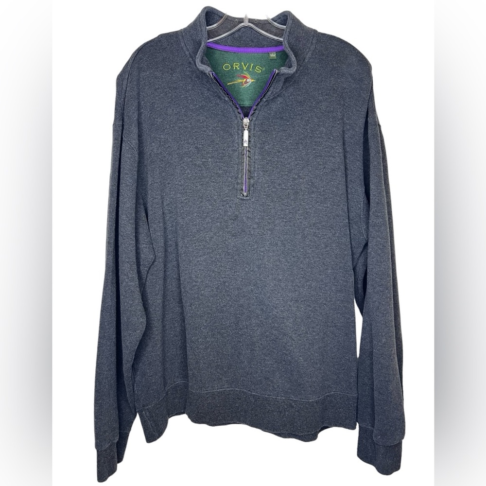 Orvis Men’s Signature Softest 1/4 Zip Pullover Sweatshirt - gray size Large